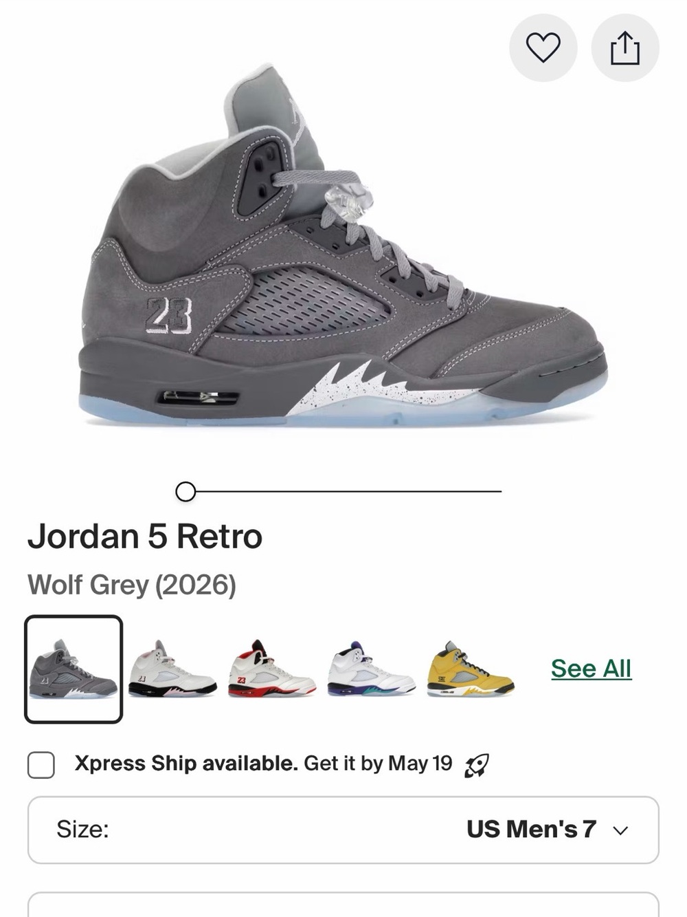Jordan 5 Retro Wolf Grey Suede Sneakers